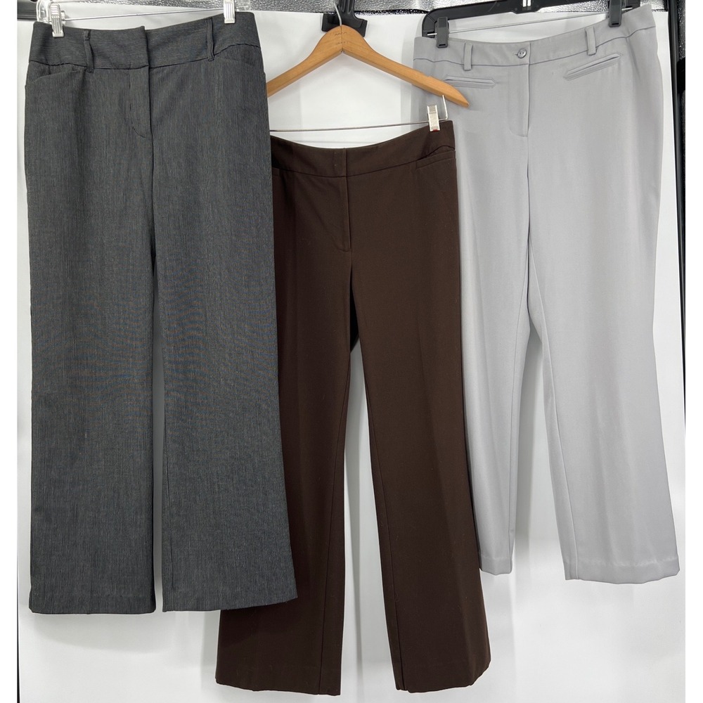 Vintage Lot of 3 Chicos Flat Front Dress Pants Sz .5 Gray Brown Black Pinstripes